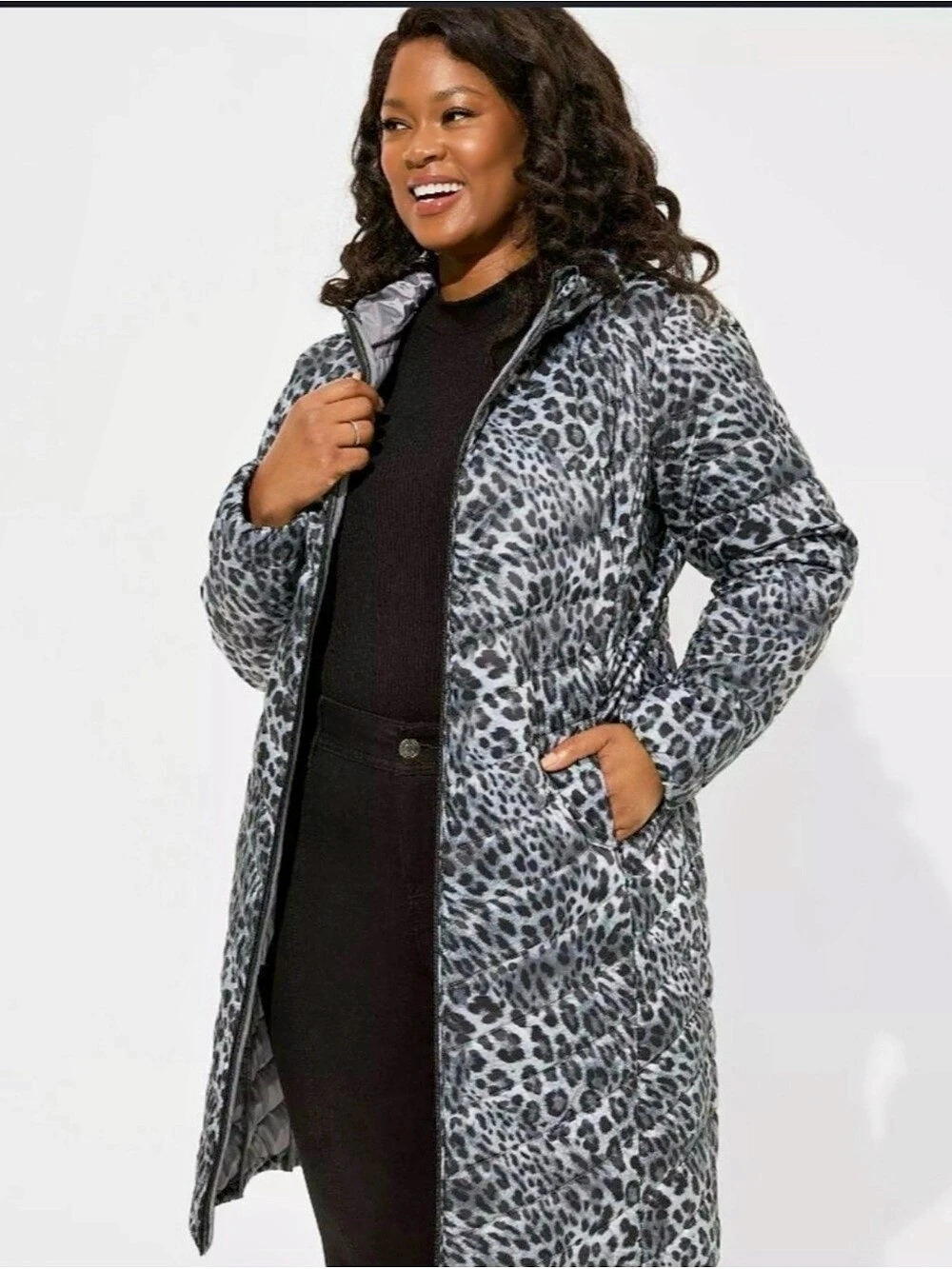 Torrid Nylon Longline Puffer Jacket Animal Print Nylon Puffer 2X NWT